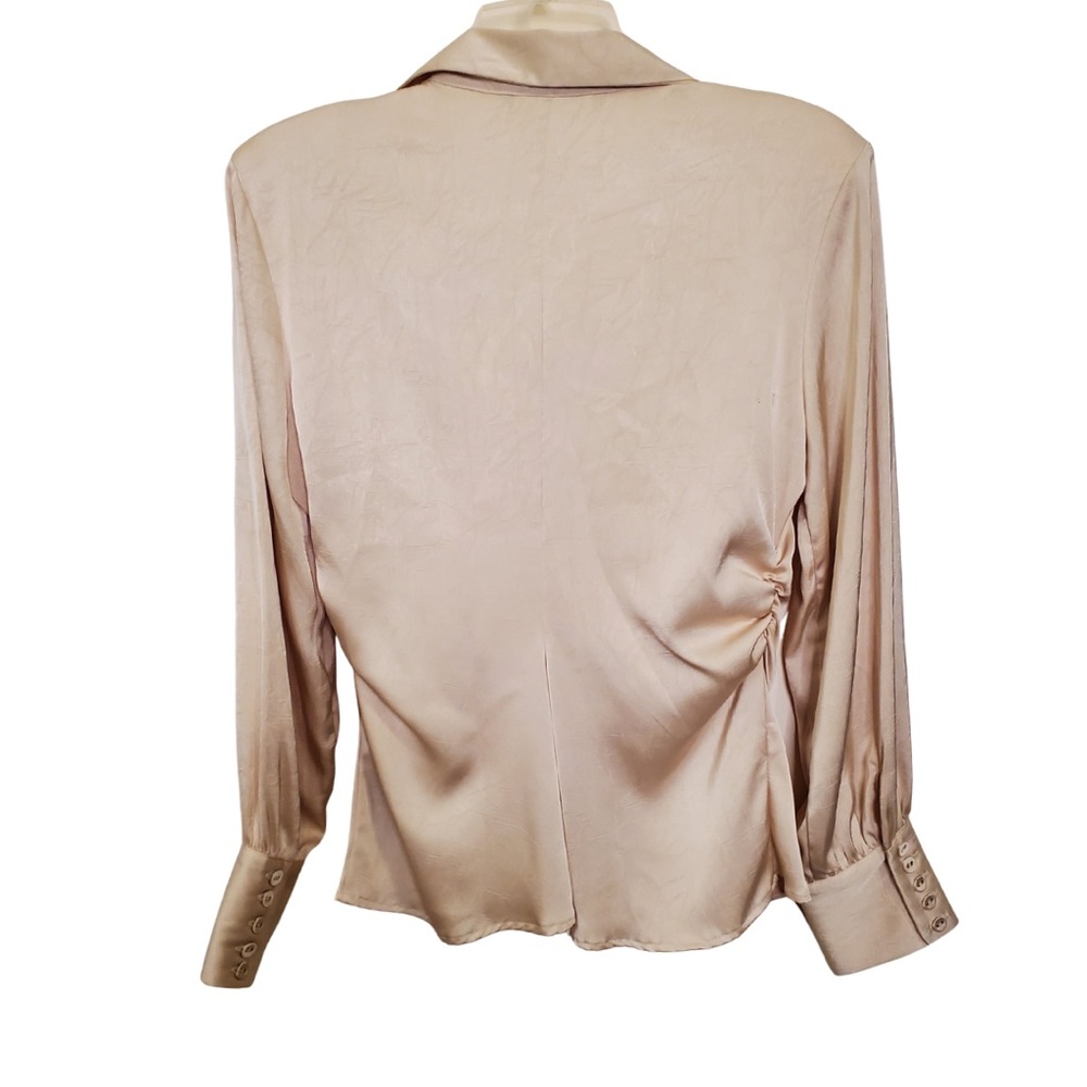 Zara Cream Satin Button-Down Blouse - Picture 2 of 8